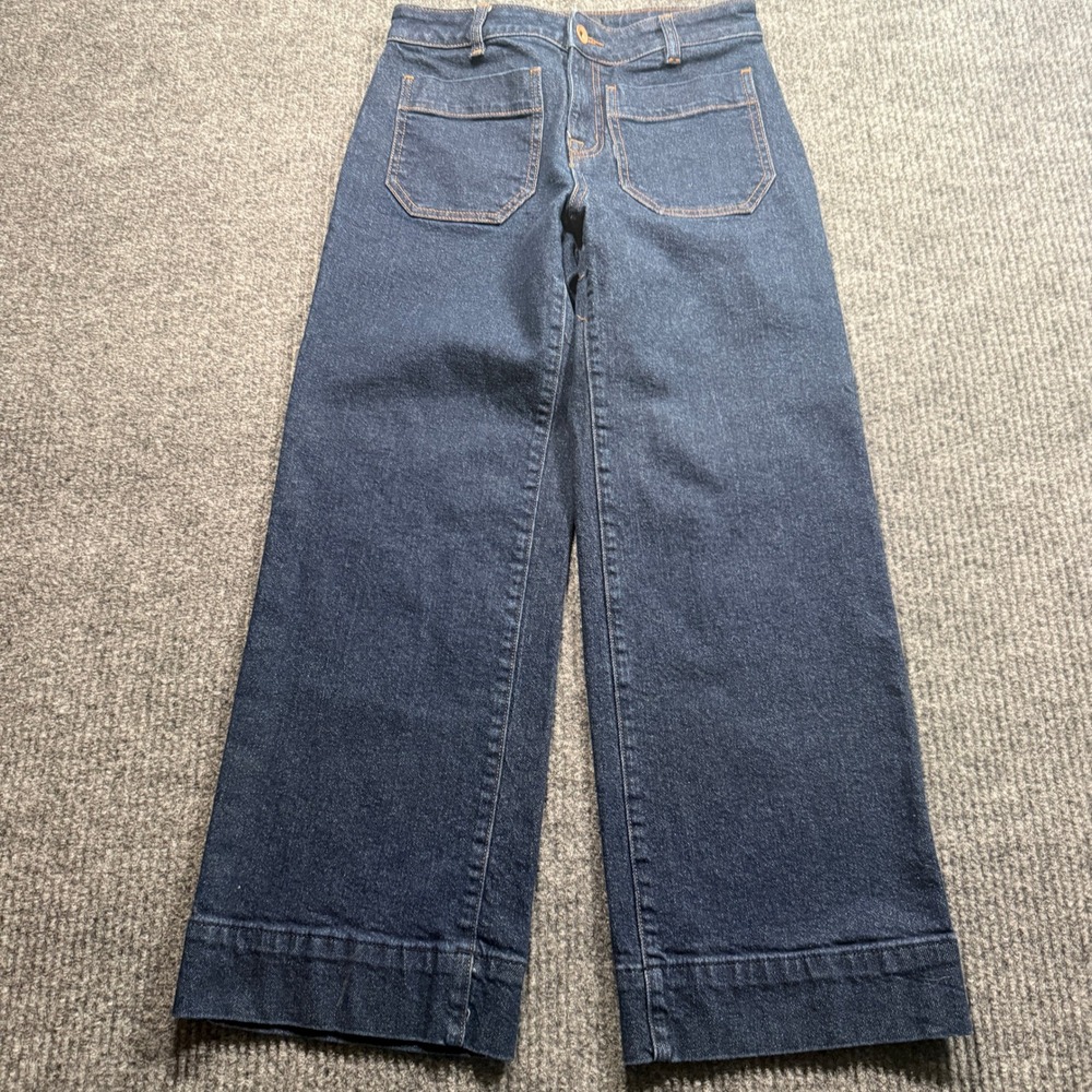 Sanctuary Denim The Marine Crop Jeans Womens 26 Blue Wide Leg Standard Rise